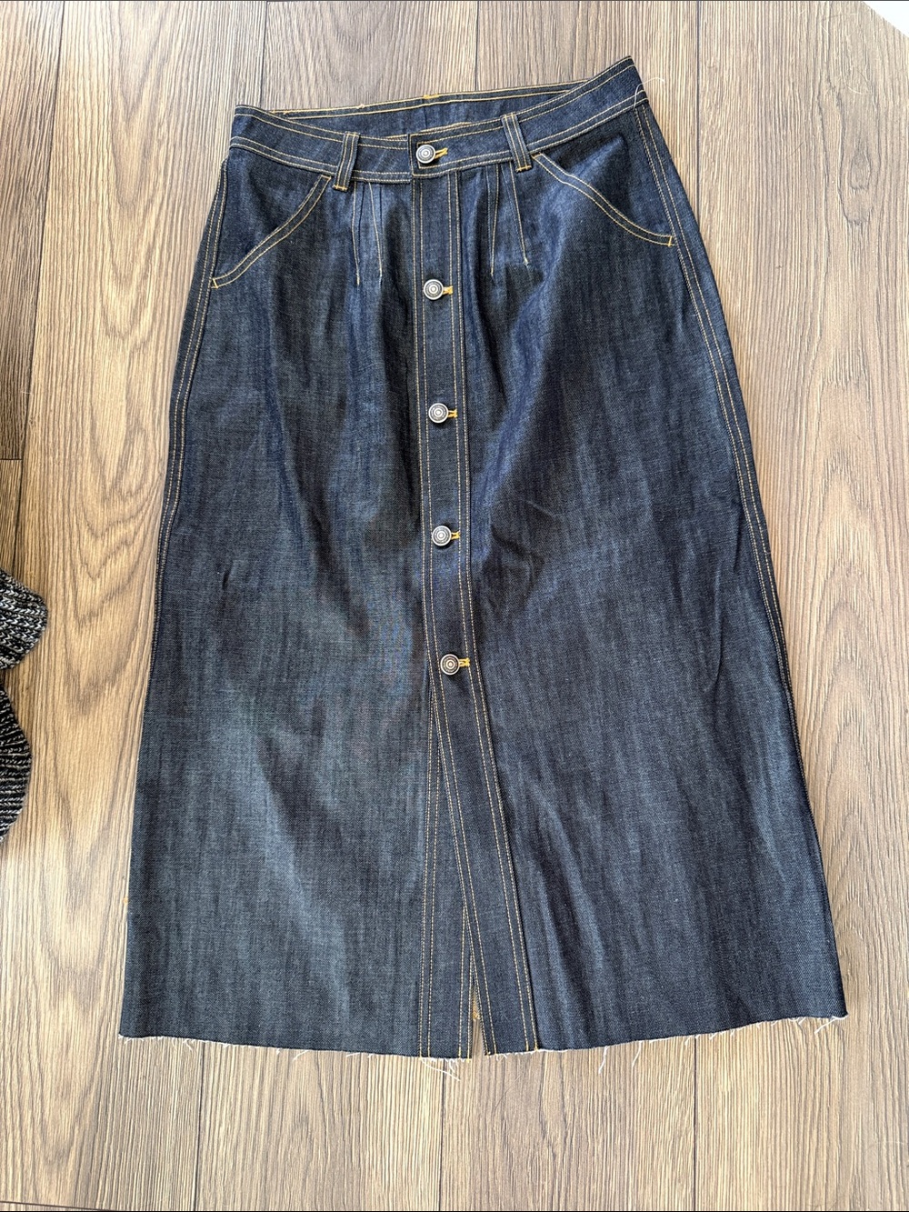 Vintage quicksilver Dark Blue Denim Button-Front Midi Skirt size small